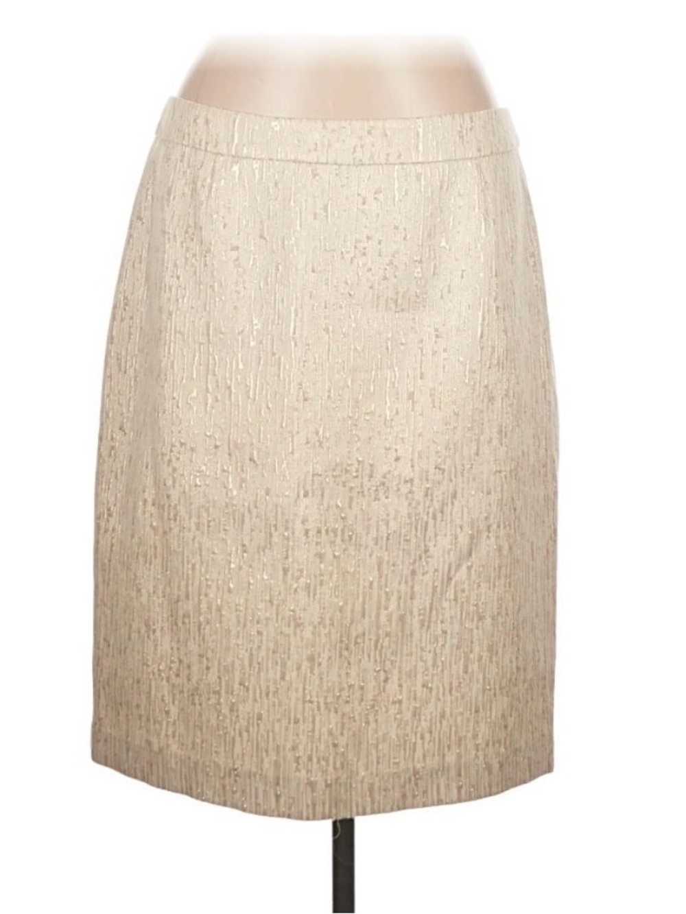 Cream with Gold  Metallic Highlighted Pencil Skirt